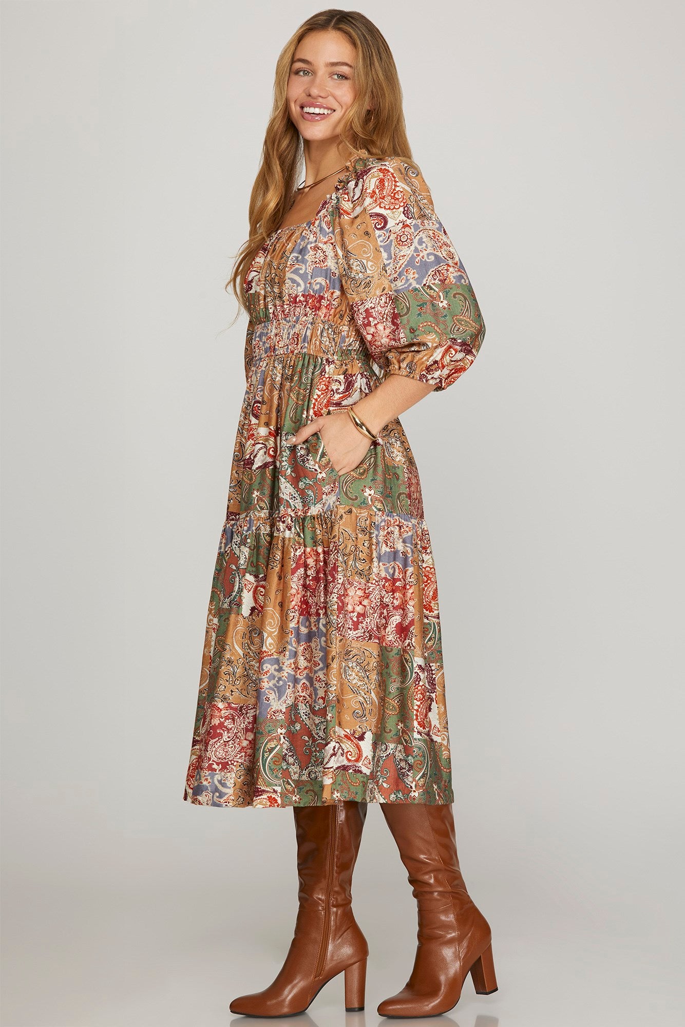 Wanda Woven Print Midi Dress **PRE-ORDER**