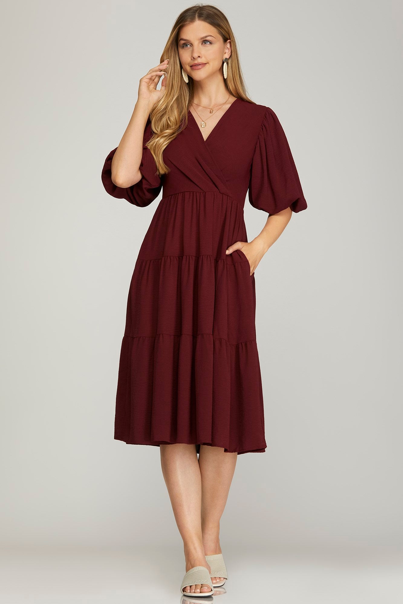 Natasha Tiered Wrap Midi Dress **PRE-ORDER**