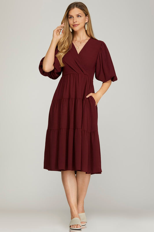 Natasha Tiered Wrap Midi Dress **PRE-ORDER**