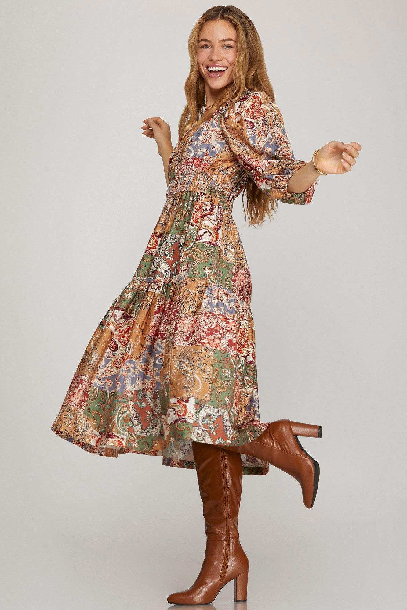 Wanda Woven Print Midi Dress **PRE-ORDER**