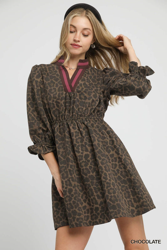 Katherine Leopard Print Mini Dress **PRE-ORDER**