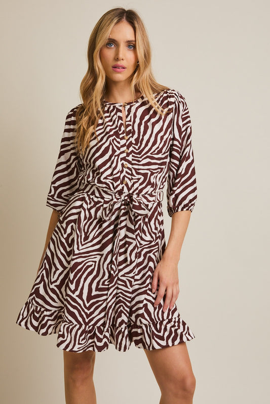 Hayley Zebra Print Mini Dress **PRE-ORDER**