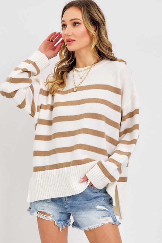 Rachel Pullover Striped Oversize Knit Sweater